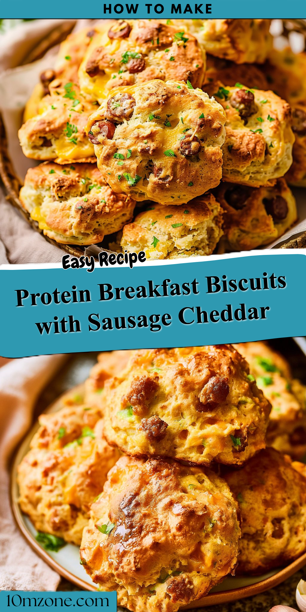 Protein Breakfast Biscuits with Sausage Cheddar