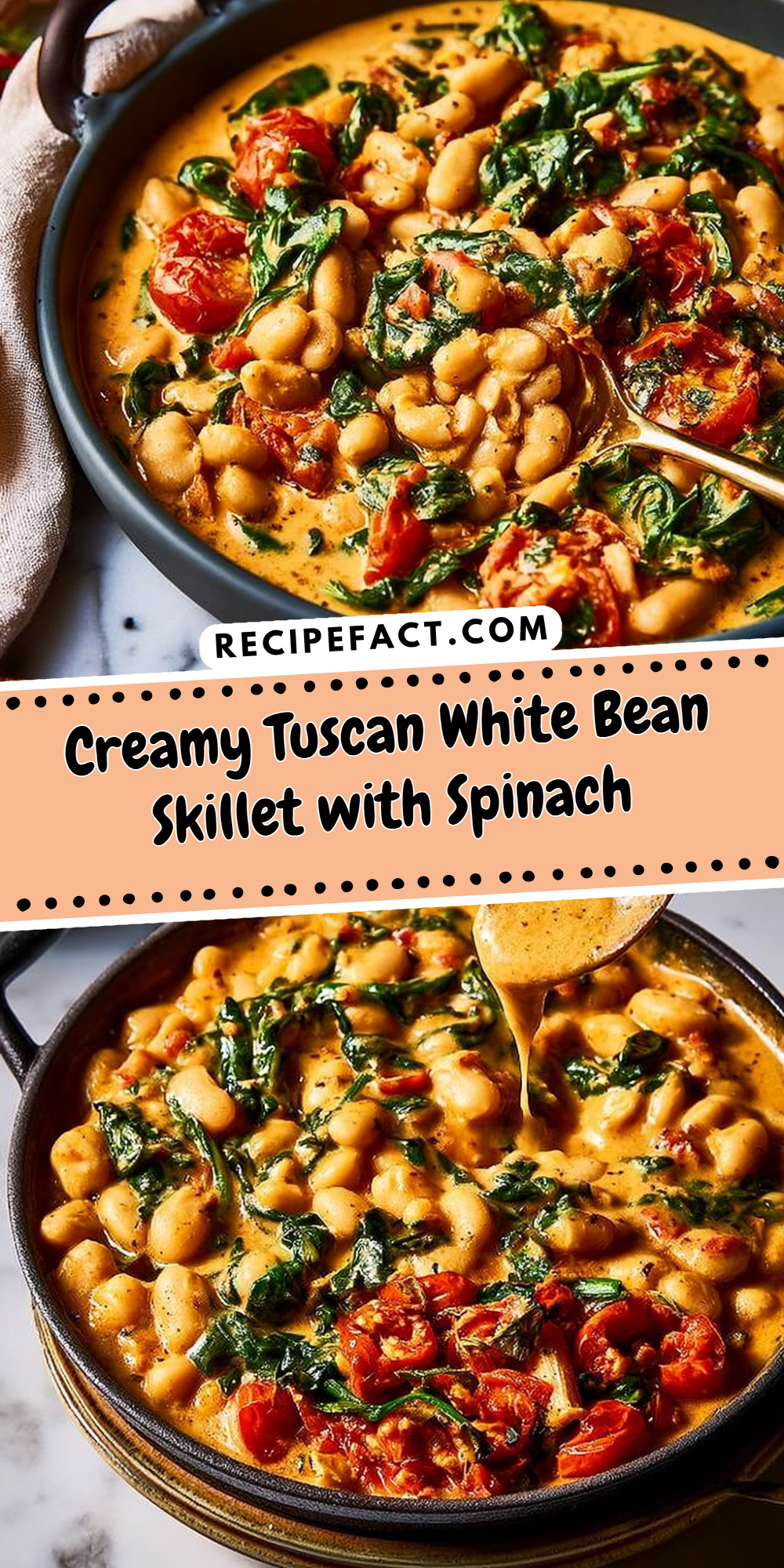Creamy Tuscan White Bean Skillet with Spinach