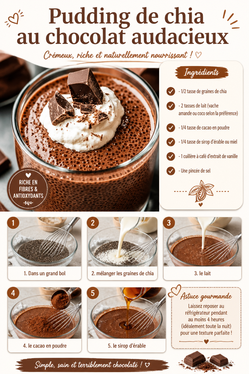 Pudding de chia au chocolat audacieux