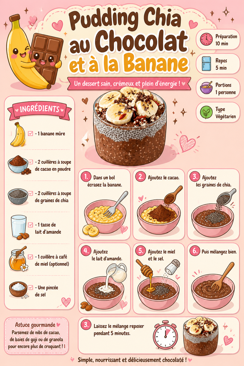 Pudding Chia au Chocolat et à la Banane
