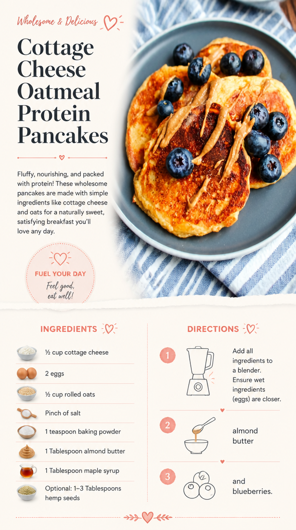 Cottage Cheese Oatmeal Protein Pancakes