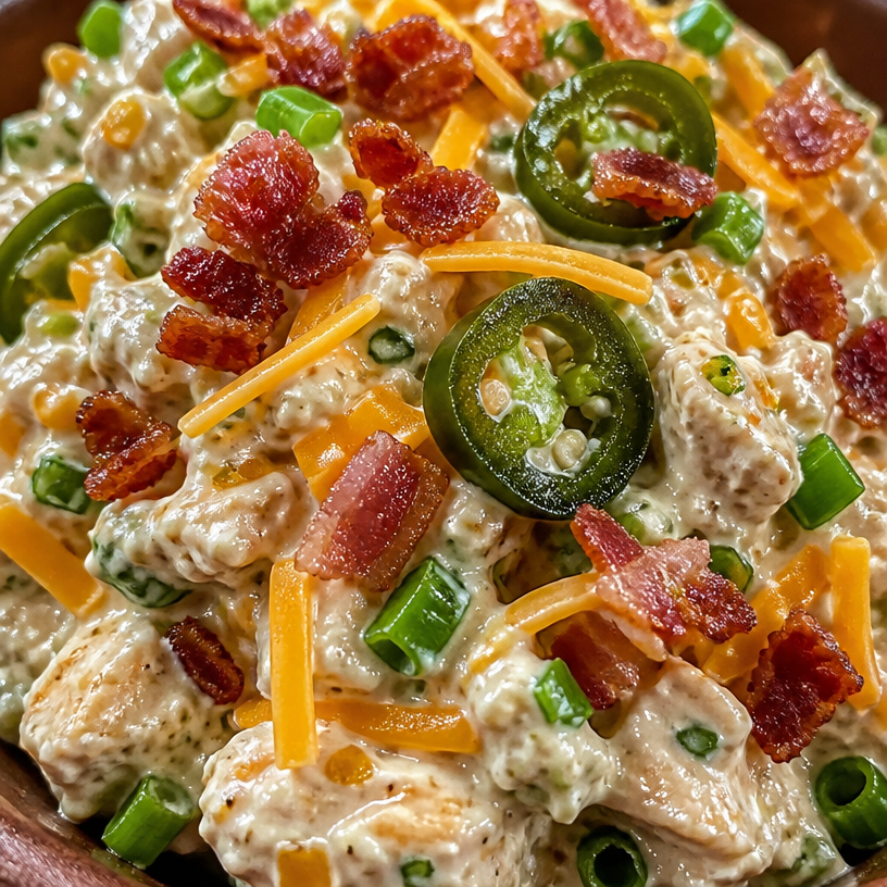 High Protein Jalapeno Popper Chicken Salad