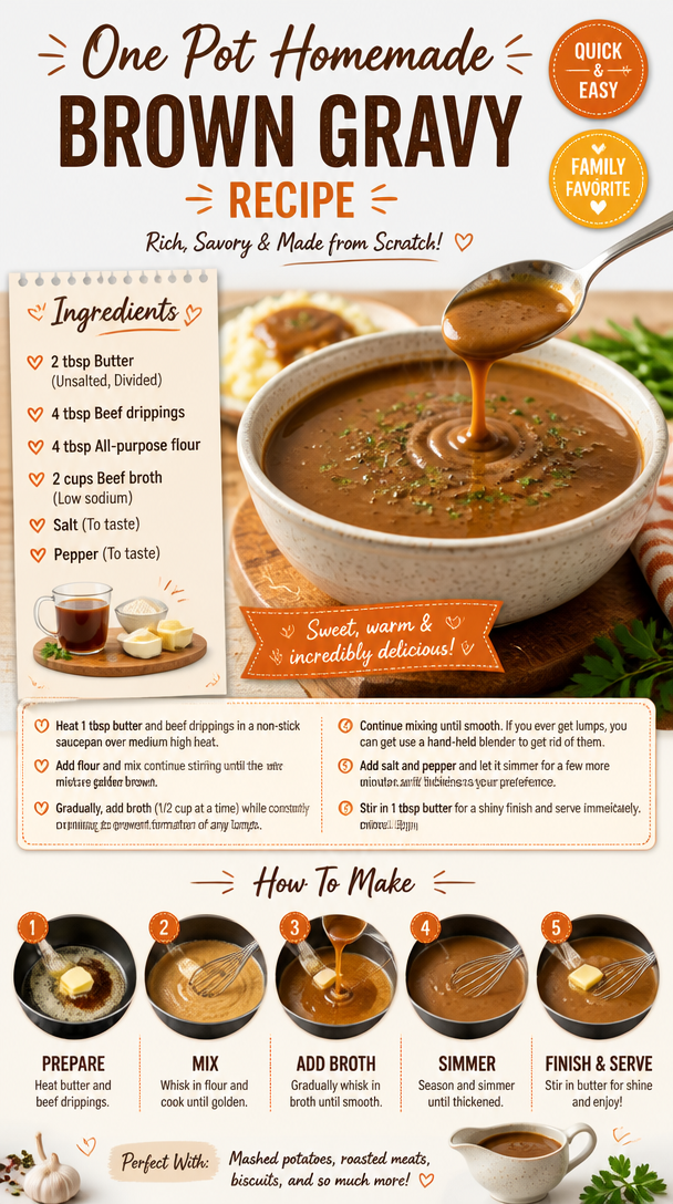 One Pot Homemade Brown Gravy Recipe