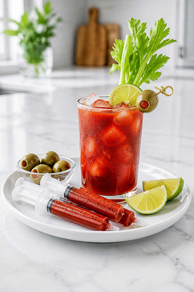 Spooky Bloody Mary Syringe Cocktail Spooky Bloody Mary Syringe Cocktail