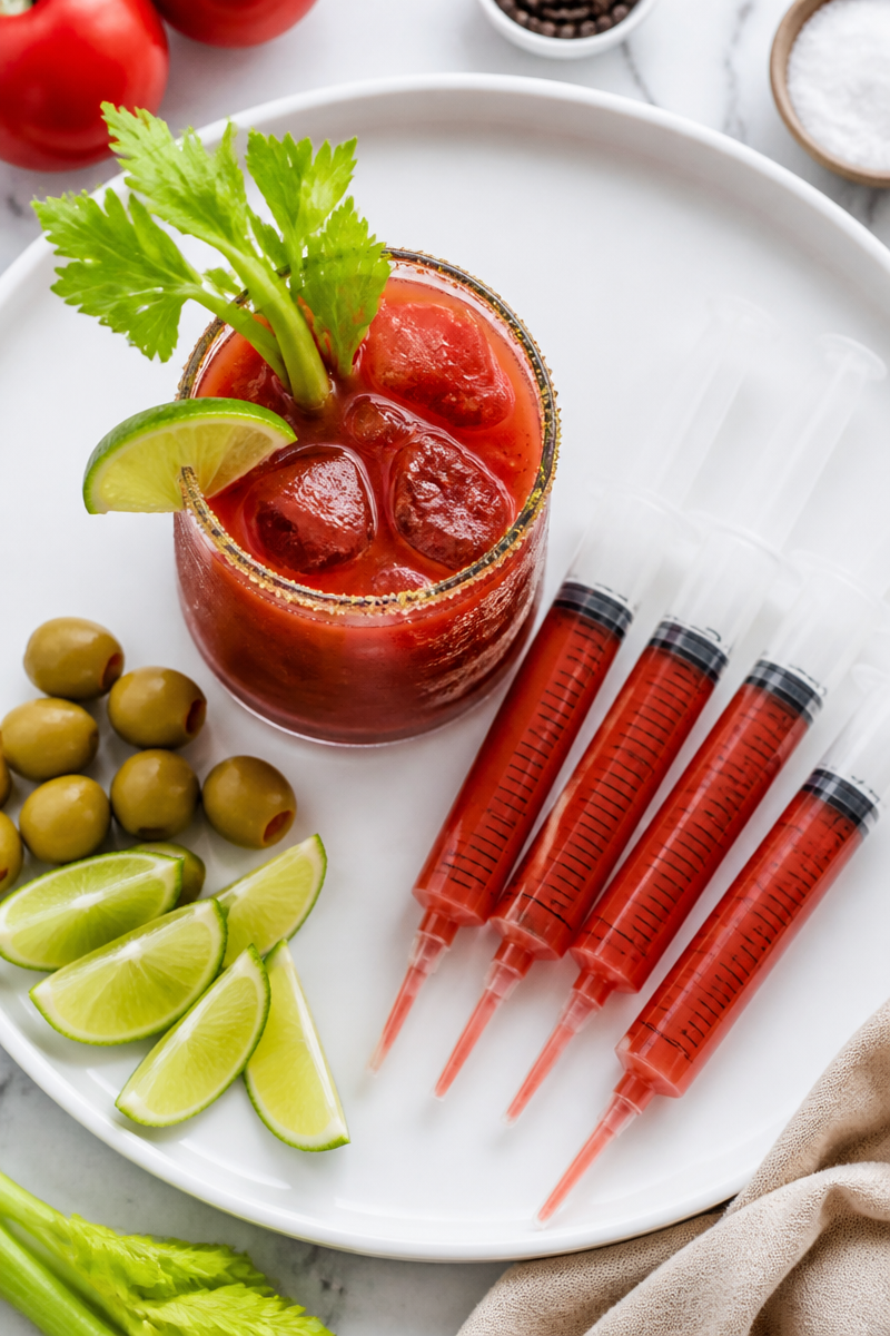 Spooky Bloody Mary Syringe Cocktail Spooky Bloody Mary Syringe Cocktail