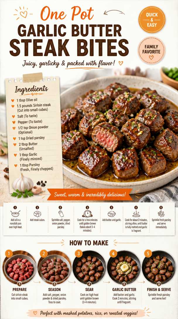One Pot Garlic Butter Steak Bites