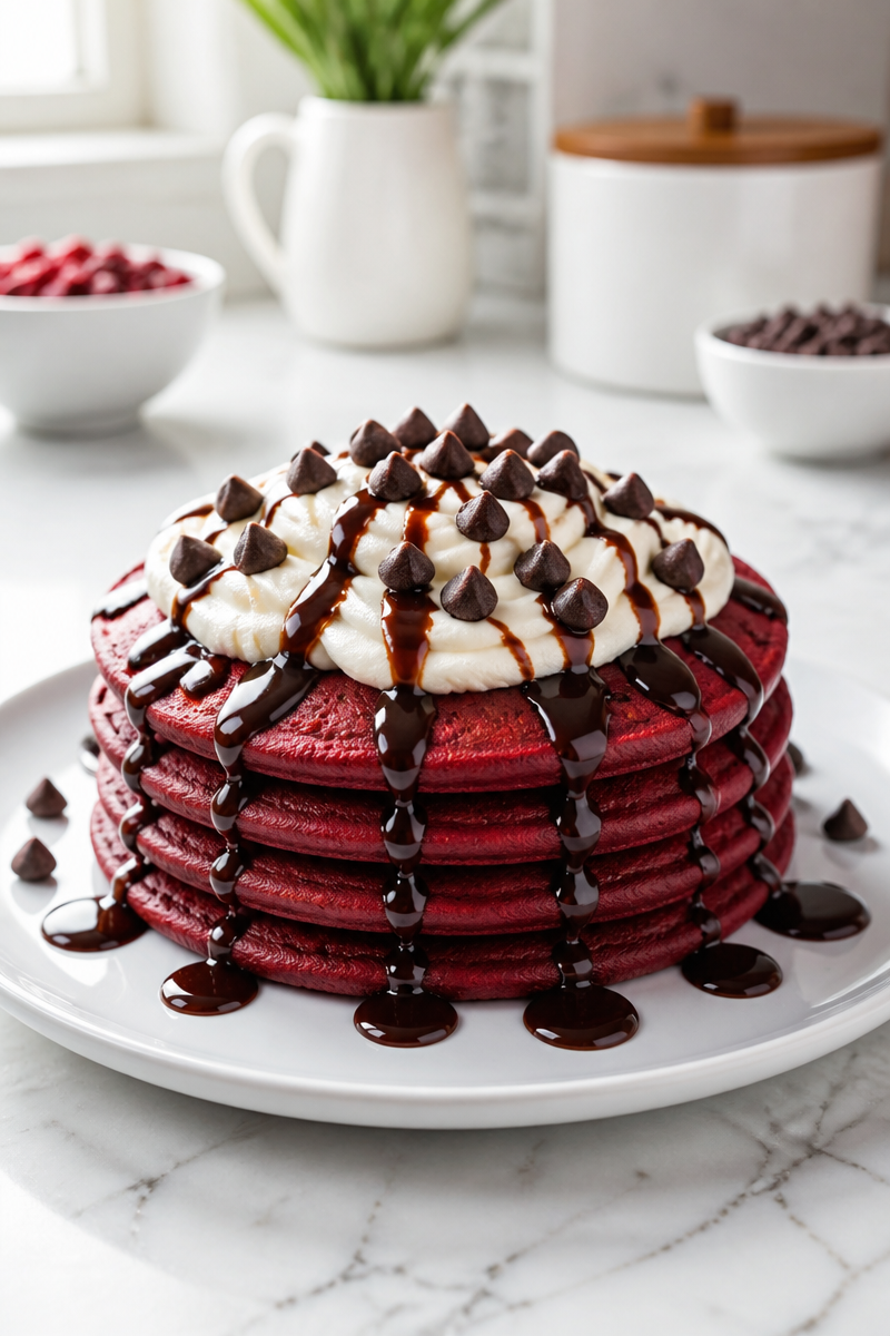 Red Velvet Vampire Bite Pancake