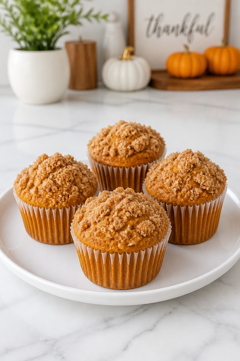 Fluffy Pumpkin Spice Crumb Muffin