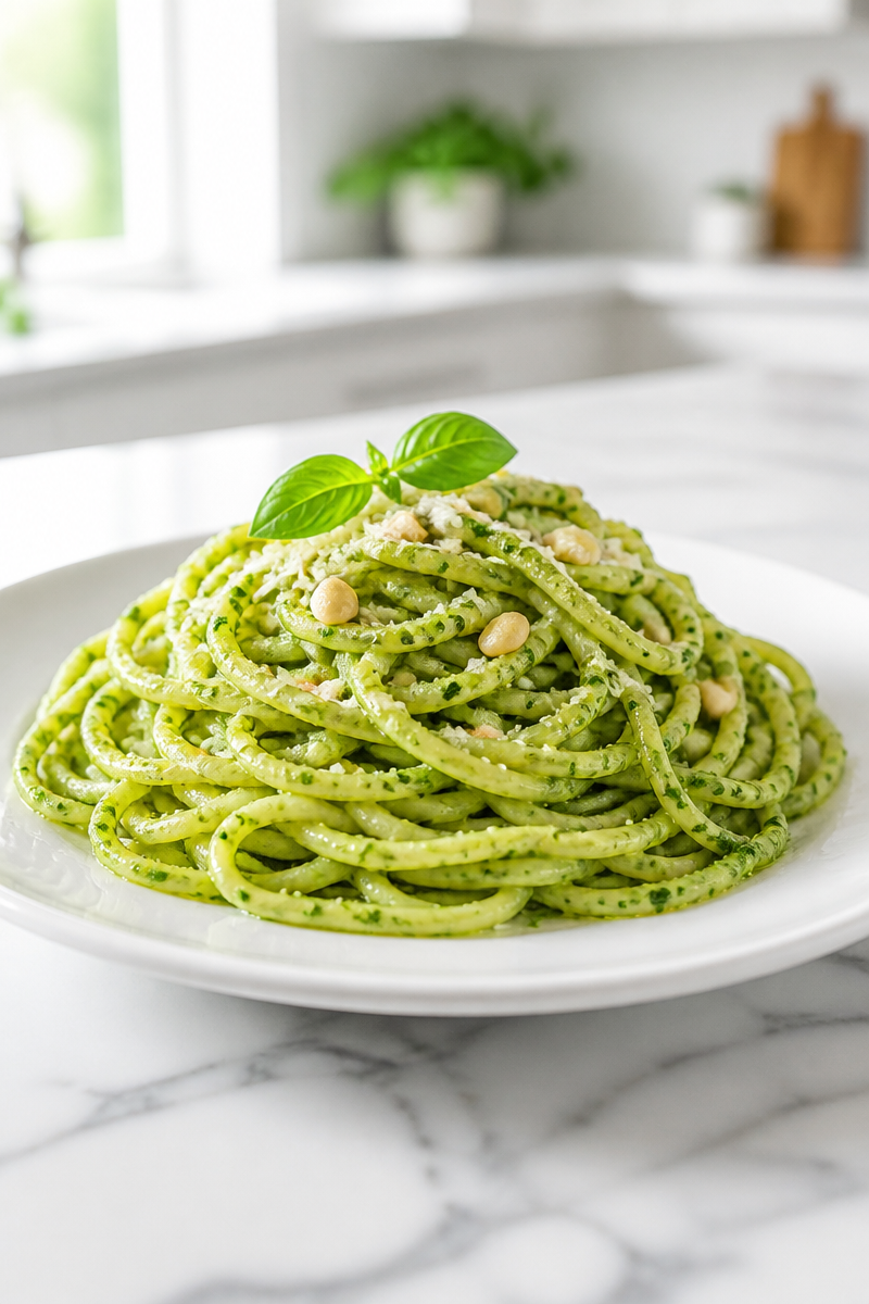 Green Pesto Witch Hair Pasta