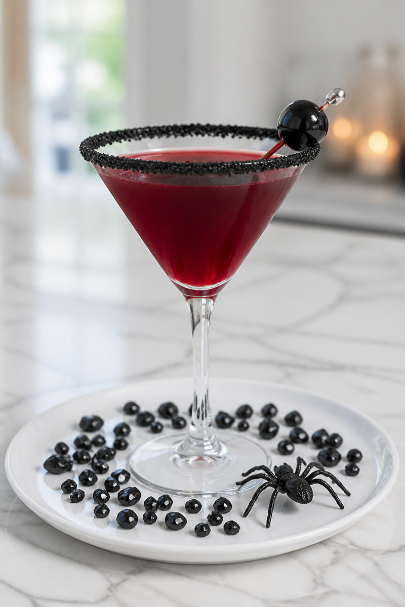 Spooky Black Widow Martini Cocktail
