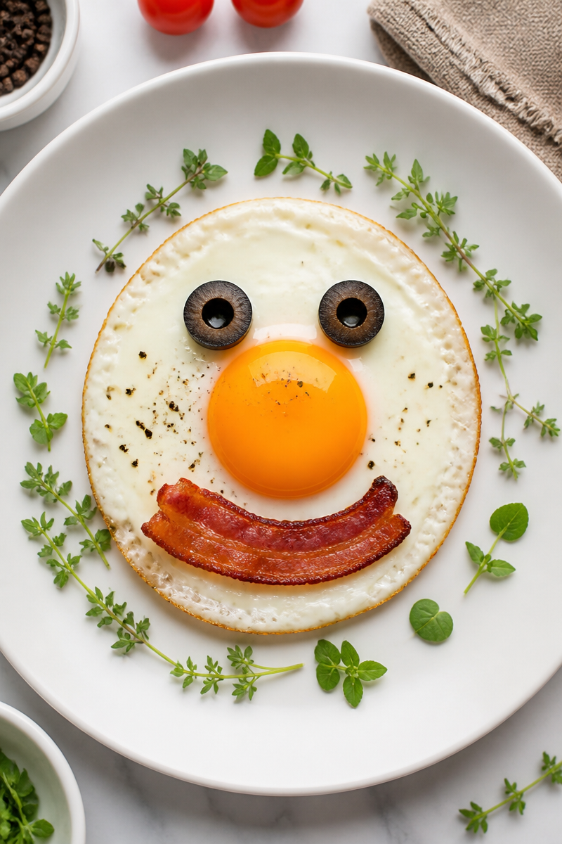 Cute Monster Face Fried Egg