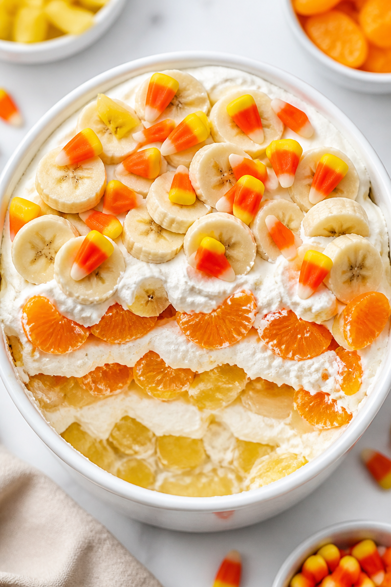 Candy Corn Layered Fruit Parfait