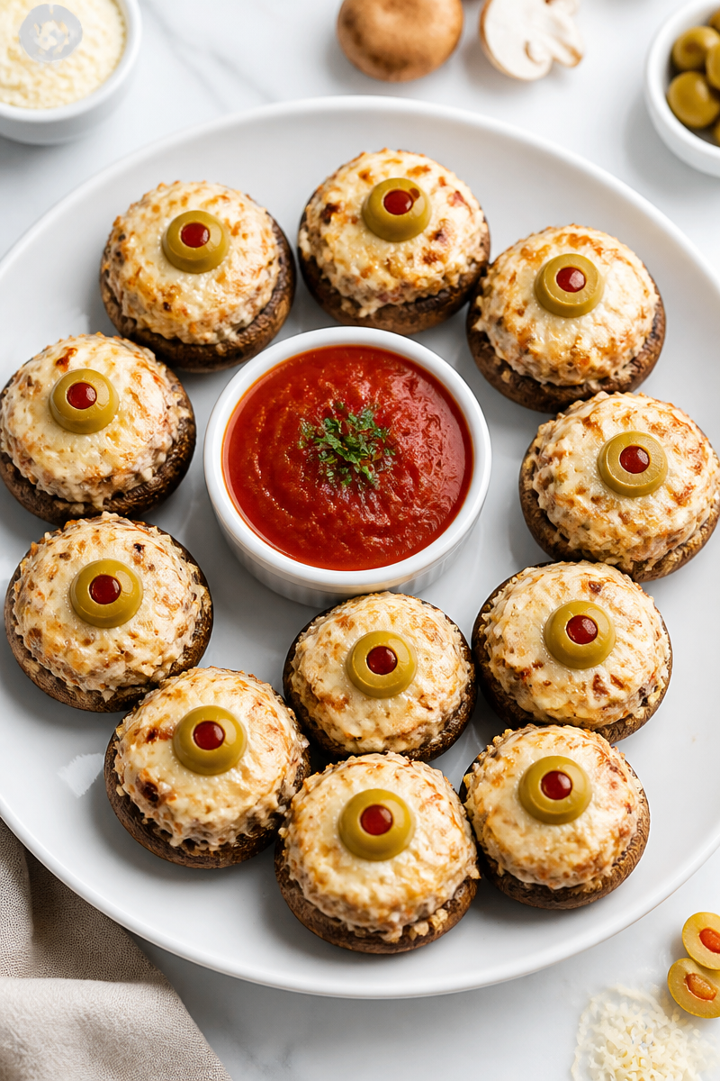 Creepy Eyeball Stuffed Mushroom Cap