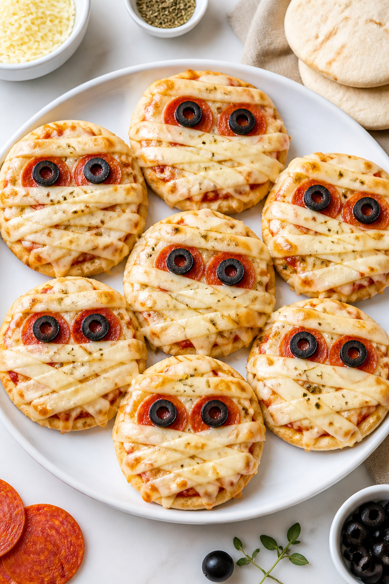 Crispy Mummy Mini Pita Pizza