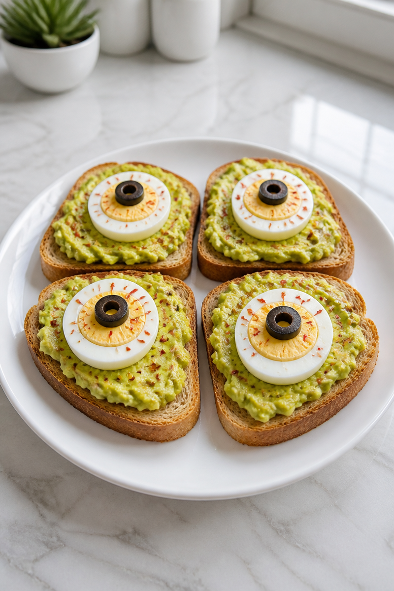 Monster Eyeball Avocado Toast Slice