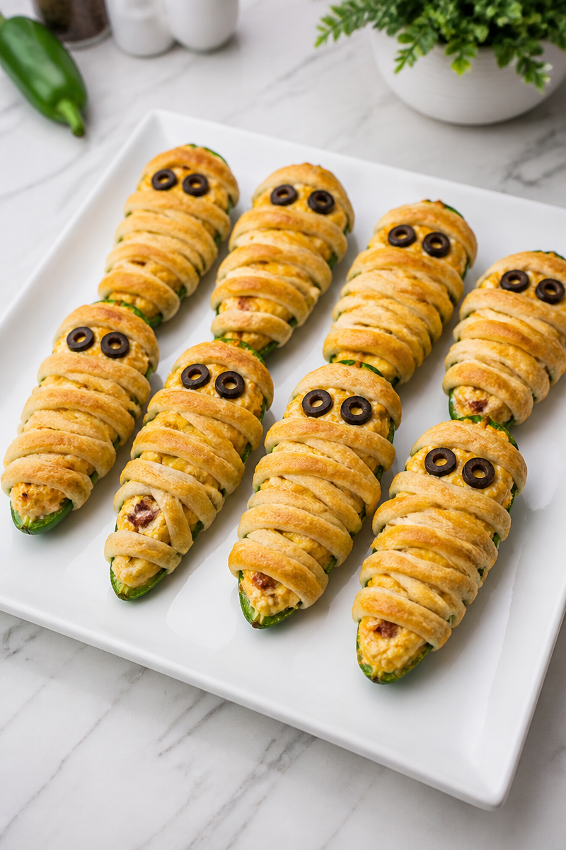 Creamy Halloween Mummy Jalapeno Popper