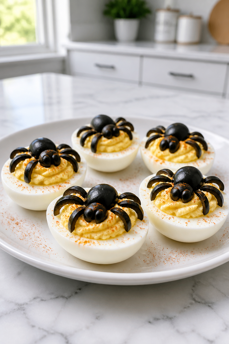 Creepy Spider Deviled Egg Half
