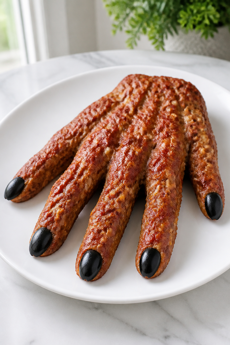 Creepy Skeleton Hand Beef Meatloaf