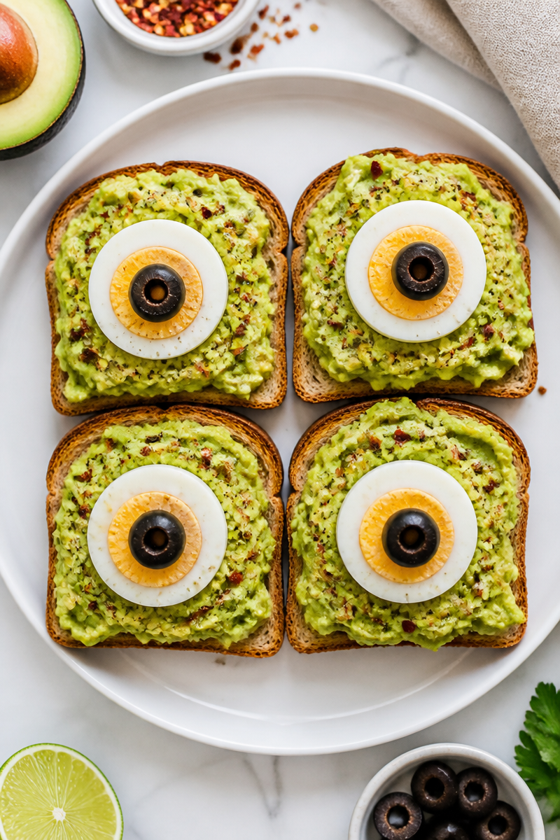Monster Eyeball Avocado Toast Slice