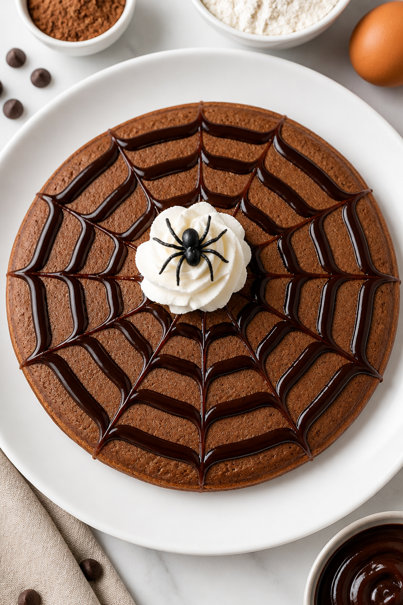 Spooky Spider Web Chocolate Pancake