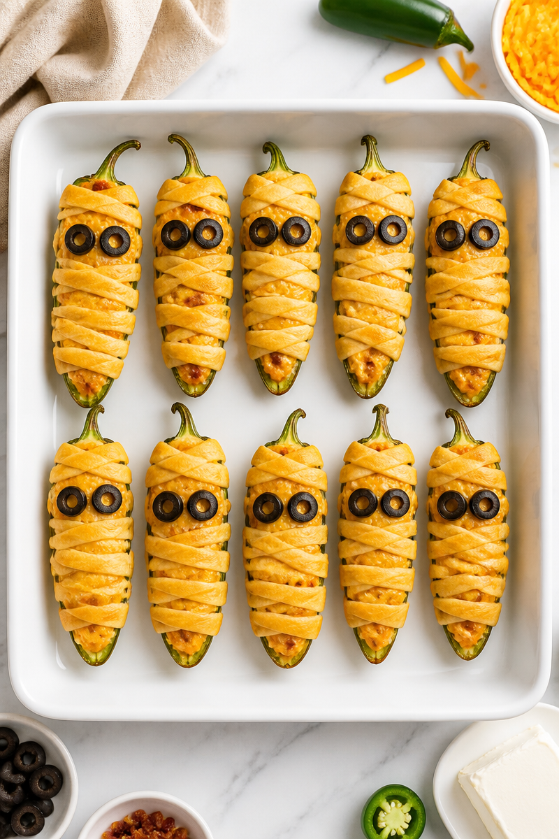 Creamy Halloween Mummy Jalapeno Popper