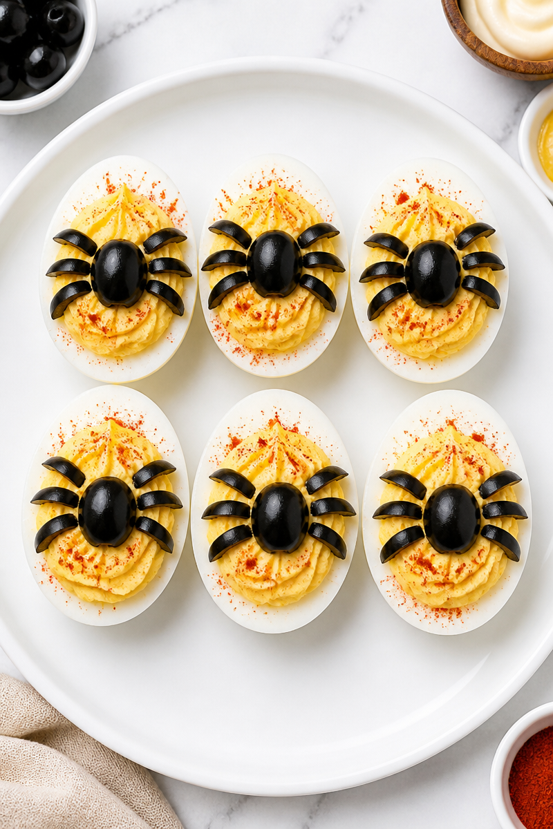Creepy Spider Deviled Egg Half