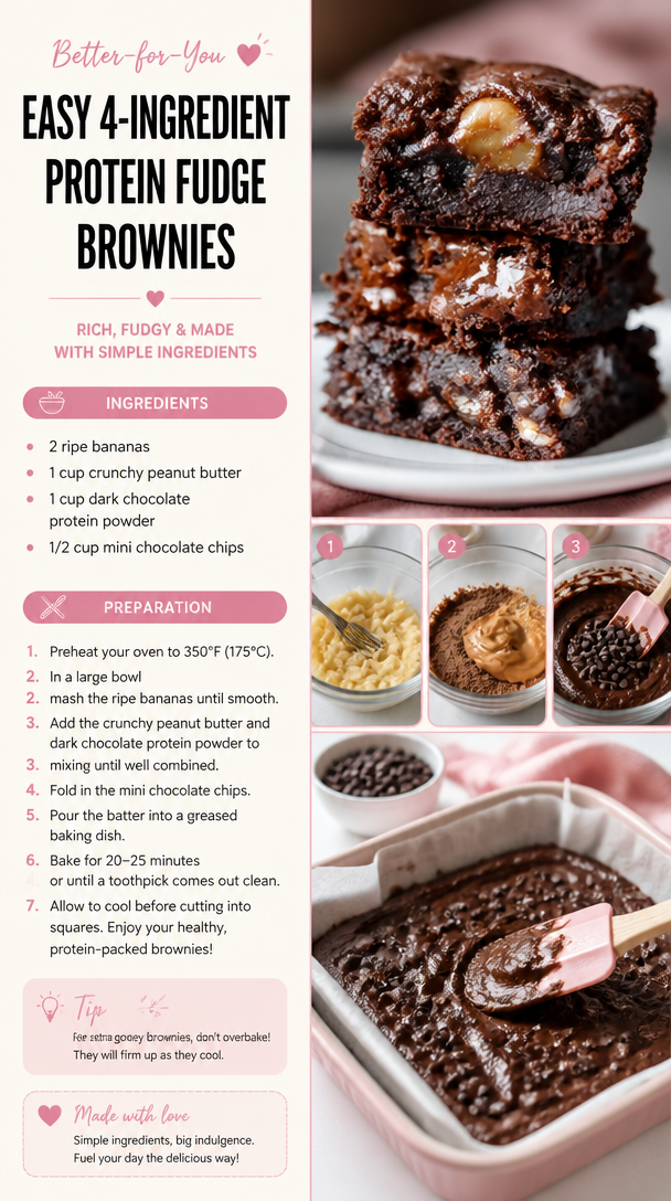 Easy 4-Ingredient Protein Fudge Brownies