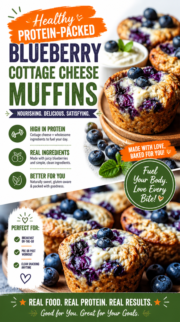 Healthy Protein-Packed Blueberry Cottage Cheese Muffins