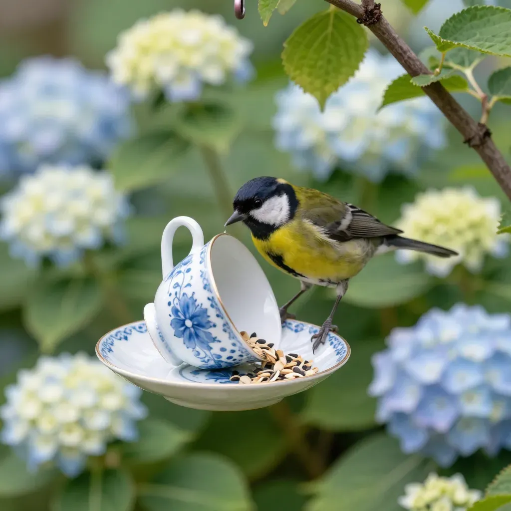 Cute Vintage Teacup Bird Feeder for Garden Decor 7 Cute Vintage Teacup Bird Feeder for Garden Decor