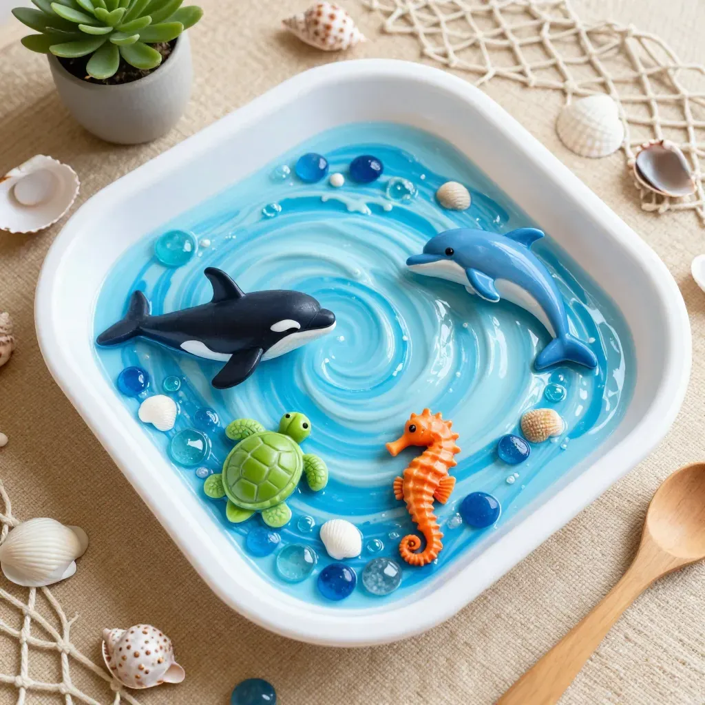 Ocean Foam Sensory Bin Becomes Cozy 7 Ocean Foam Sensory Bin
