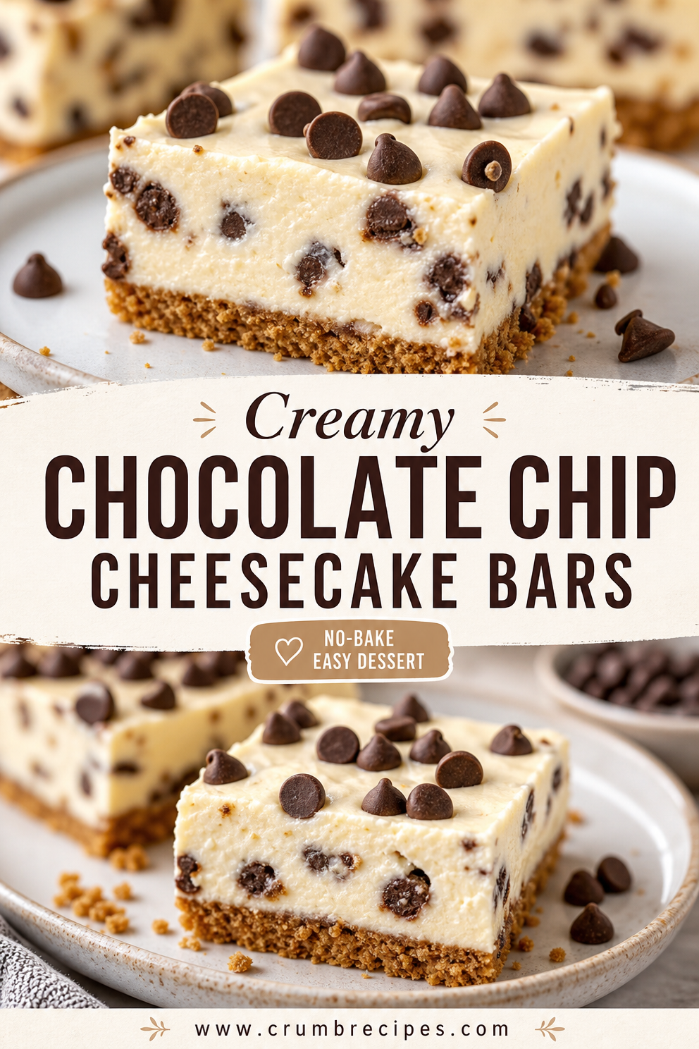 Chocolate Chip Cheesecake Bars: Easy No-Bake Dessert