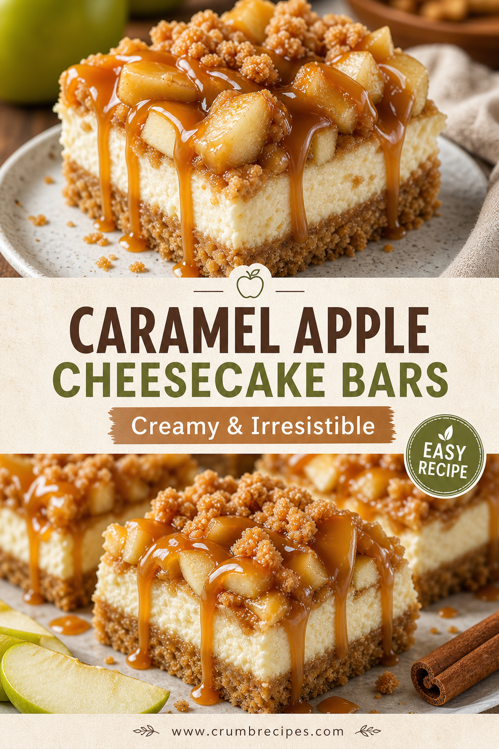 Caramel Apple Cheesecake Bars: Easy Recipe