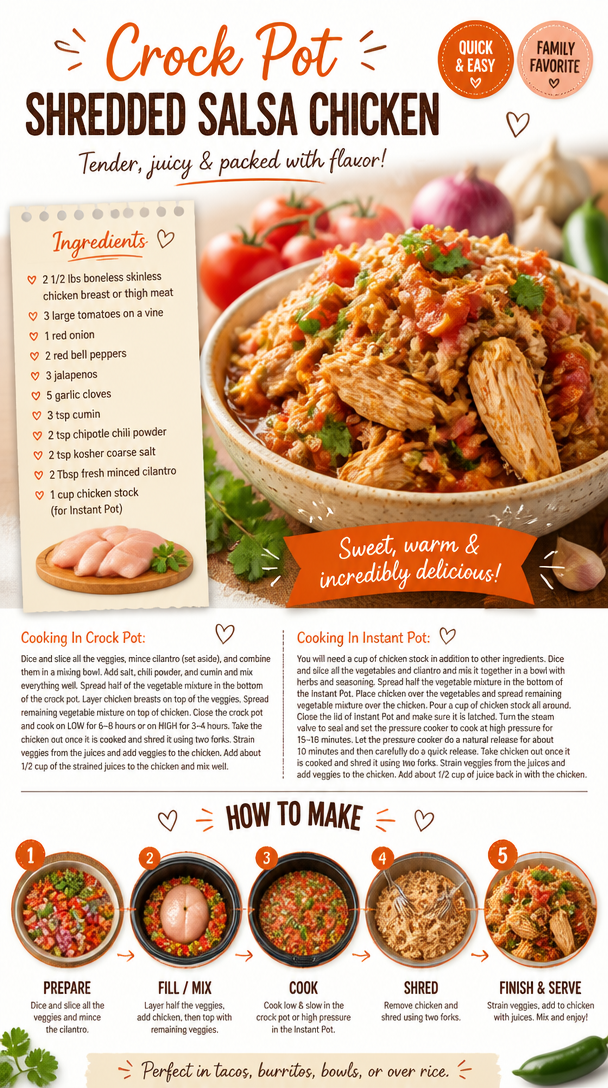 Crock Pot Shredded Salsa Chicken