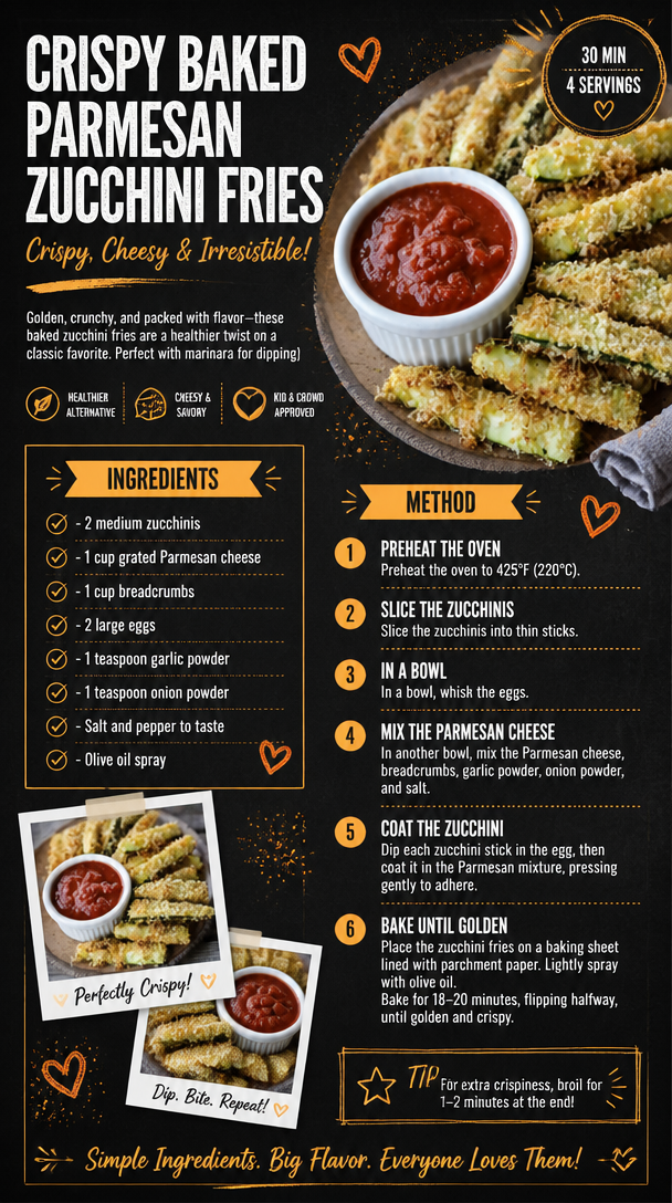 Crispy Baked Parmesan Zucchini Fries