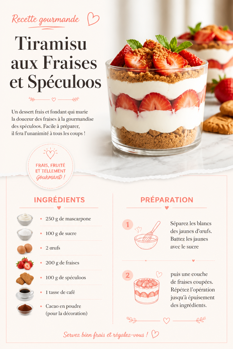 Tiramisu aux Fraises et Spéculoos