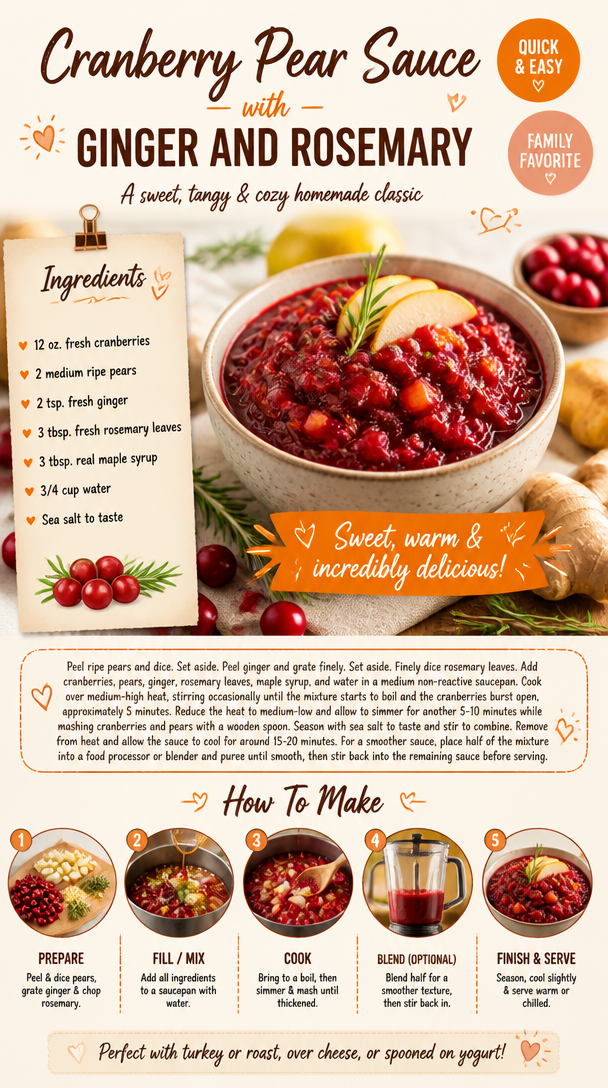 Cranberry Pear Sauce with Ginger and Rosemary