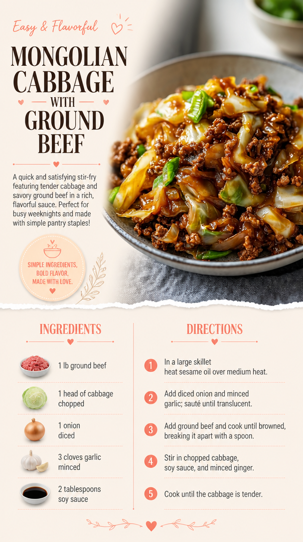 Mongolian Cabbage with Ground Beef
