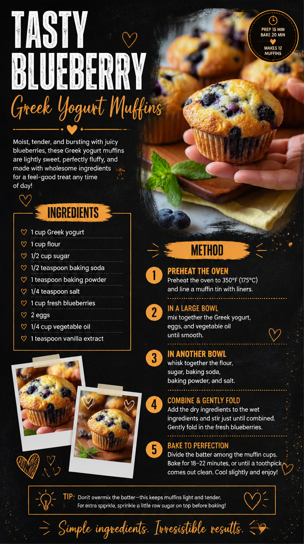 Tasty Blueberry Greek Yogurt Muffins