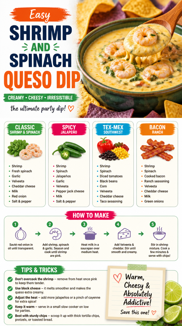 Easy Shrimp and Spinach Queso Dip