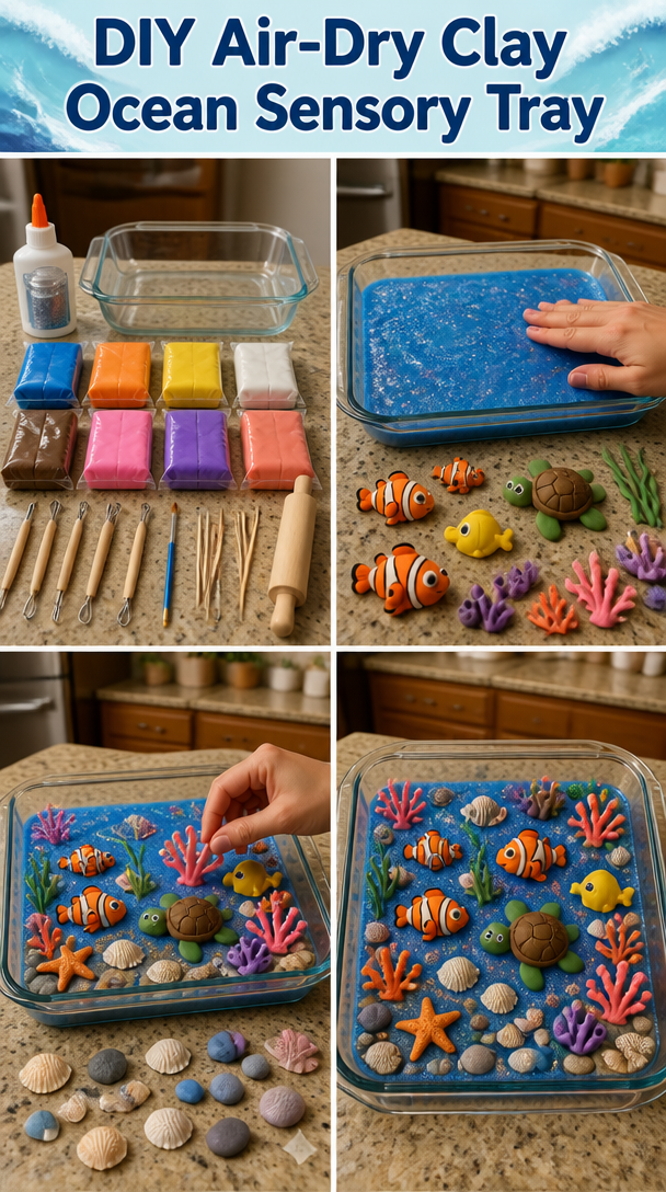 DIY Air-Dry Clay Ocean Sensory Tray