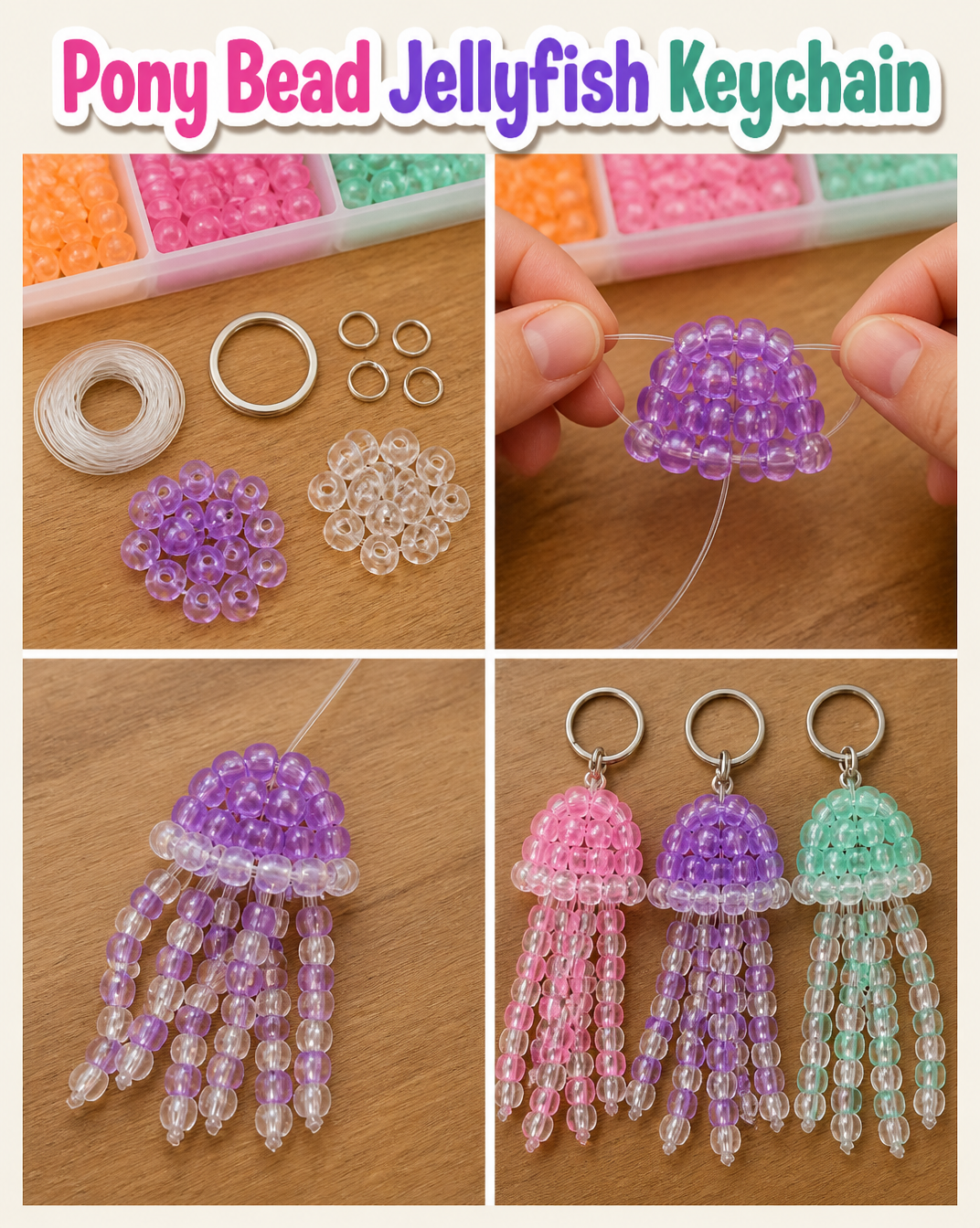 Pony Bead Jellyfish Keychain