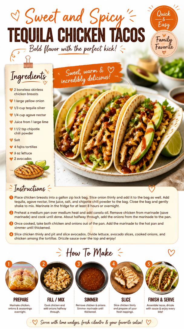 Sweet and Spicy Tequila Chicken Tacos