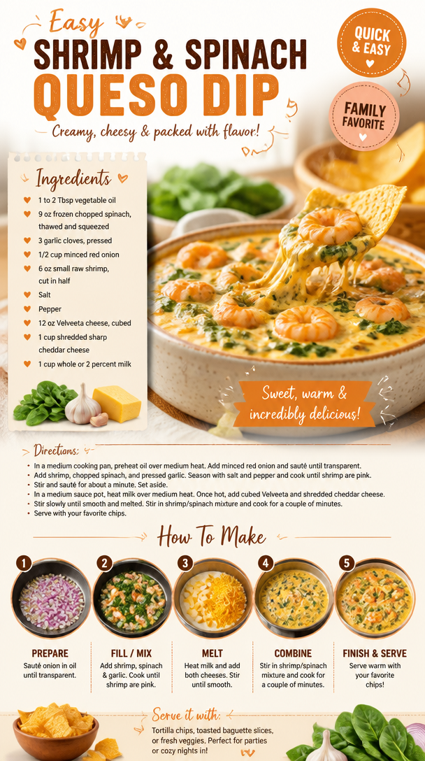 Easy Shrimp and Spinach Queso Dip