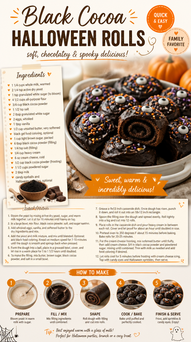 Black Cocoa Halloween Rolls