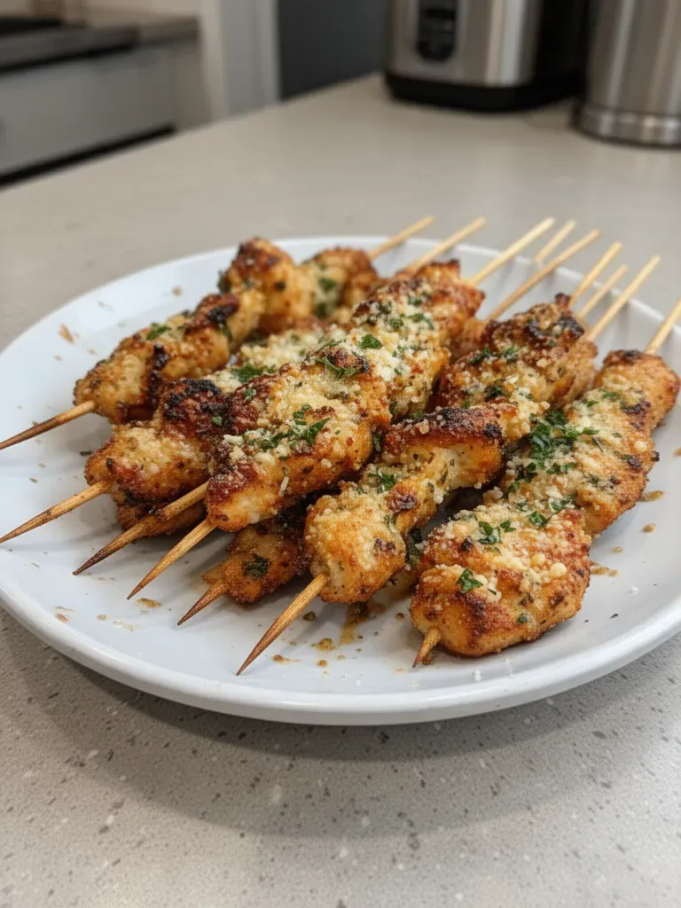 Juicy Ranch Garlic Parmesan Chicken Skewers