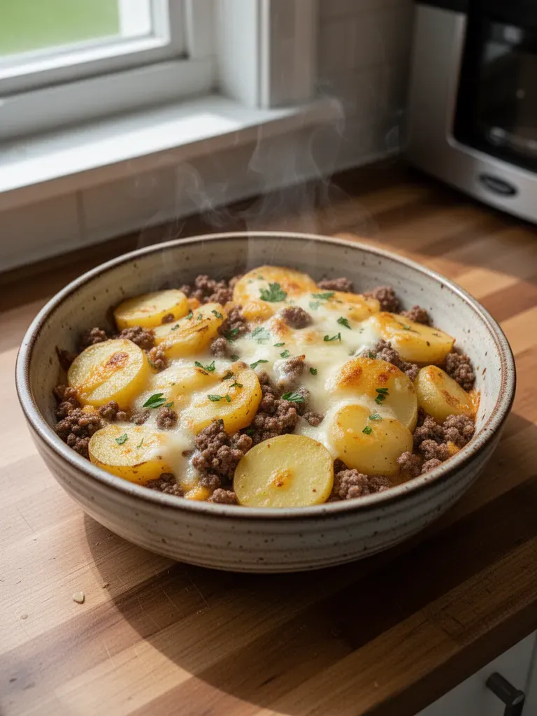 Hobo Casserole with Ground Beef & Potatoes