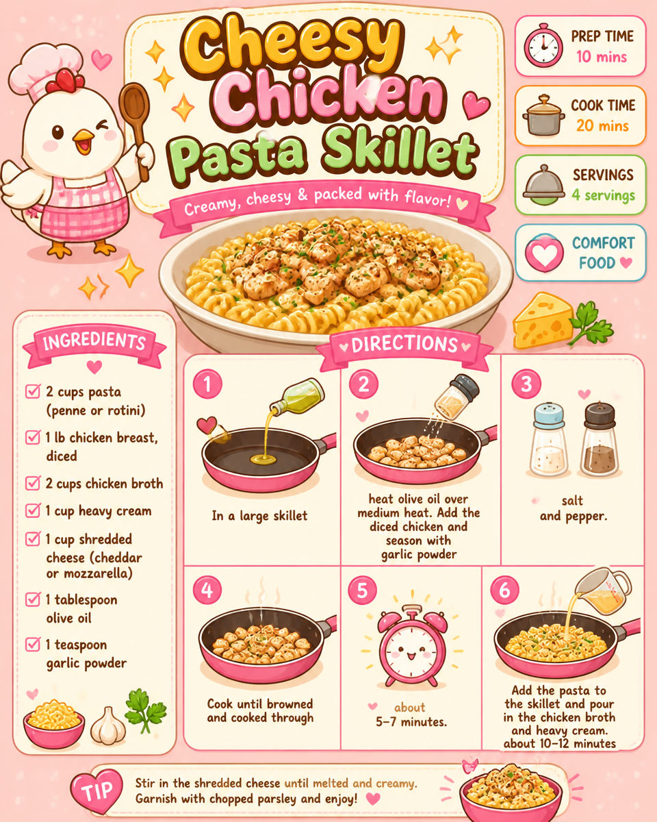 Cheesy Chicken Pasta Skillet