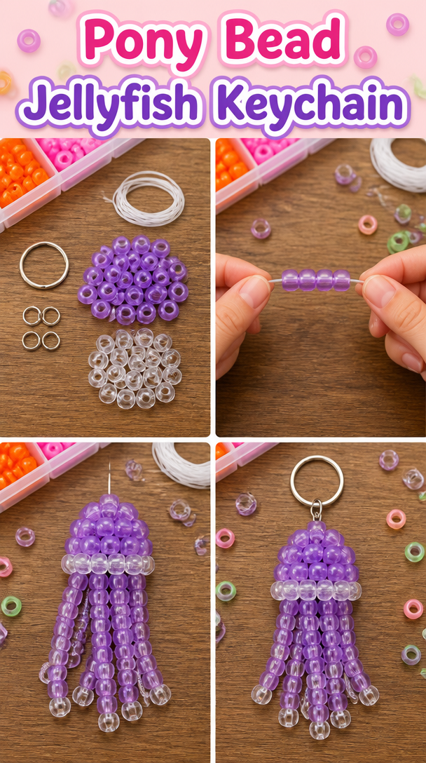 Pony Bead Jellyfish Keychain