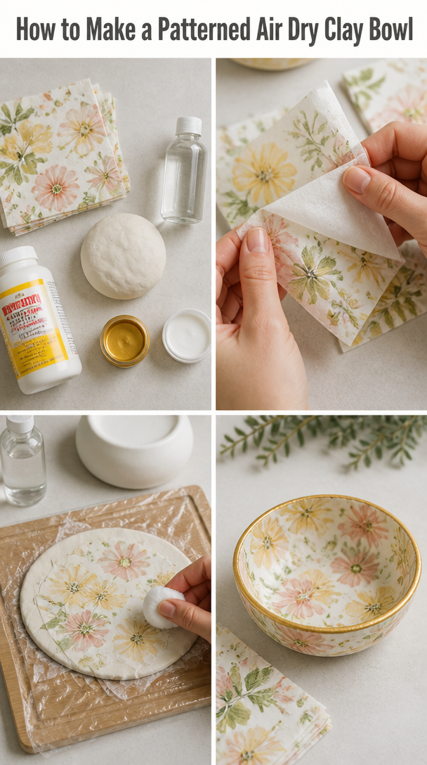 How to Make a Patterned Air Dry Clay Bowl