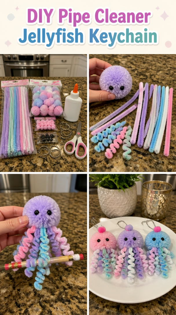 DIY Pipe Cleaner Jellyfish Keychain